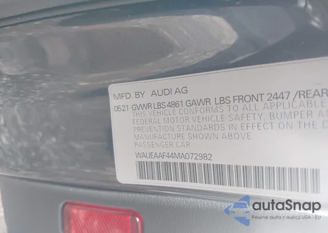 2021 Audi A4 Premium Plus 45 Tfsi S Line Quattro S Tronic z USA, uszkodzony, nr VIN WAUEAAF44MA072982